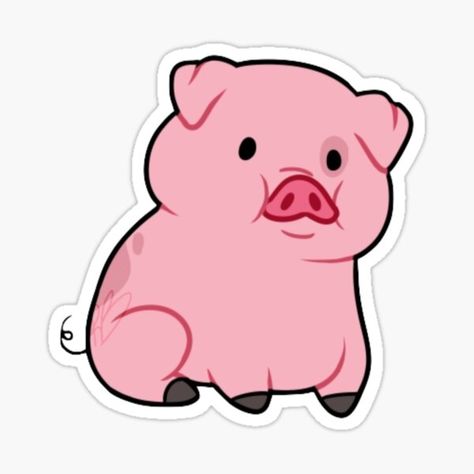 Cute Stickers Animals, Pig From Gravity Falls, Waddles Gravity Falls, Printable Stickers Aesthetic, Pig Stickers, Animals Stickers, Easy Animal Drawings, Pig Roast, Pig Cartoon