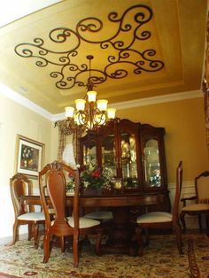 Faux Iron, Wrought Iron Decor, Ceiling Art, Tuscan Design, Tuscan Decorating, Ceiling Medallion, Mediterranean Home, Tuscan Style, Ceiling Medallions