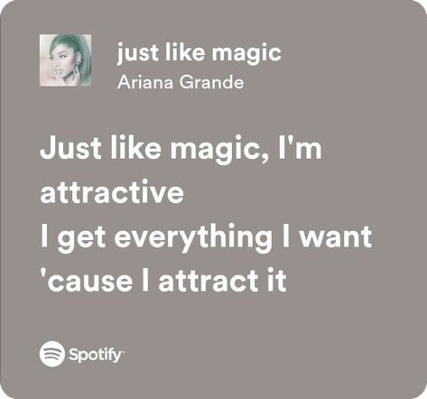 Spotify Lyrics Just Like Magic Ariana, Spotify Lyrics, Ariana Grande, Wallpapers, Collage, Music, Pins