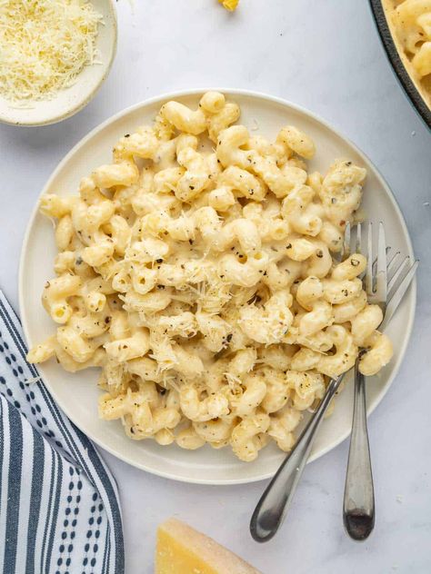 Four Cheese Pasta  via @cookinwithmima Corkscrew Pasta Recipes, Corkscrew Pasta, Four Cheese Pasta, Brunch Appetizers, Italian Spices, Pasta Ingredients, Cheesy Pasta, Cheesy Sauce, Cheese Pasta