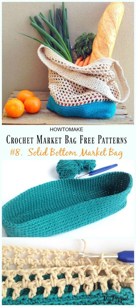 Market Crochet Bag Free Pattern, Plarn Market Bag Pattern Free, Bag Bottom Crochet, Farmers Market Bag Crochet, Net Market Bag, Crochet Grocery Bags Free Patterns, Crochet Bag Pattern Free Market, Grocery Bag Crochet Pattern Free, Crochet Shopping Bags Free Patterns