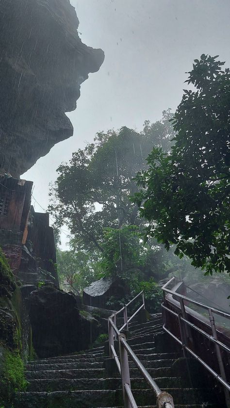 Jatashankar temple situated in the middle of mountains, in the rain.. Mountain Top, In The Rain, The Rain, In The Middle, The Mountain, The Middle, Desi, Temple, India