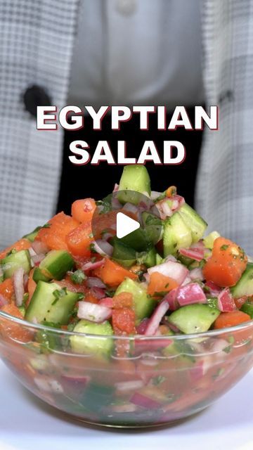 Egyptian Fruit Salad, Fatush Salad Recipes, Arabian Salad, Egyptian Salad, Parsley Juice, Arabic Salad, Egypt Food, Drying Mint Leaves, Mini Cucumbers