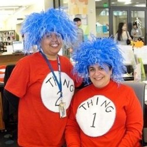 Thing 1 Thing 2 Costume, Dr Seuss Diy Costumes, Thing 2 Costume, Thing One And Thing Two, Seussical Costumes, Thing One Thing Two, Love Daughter, Quick Costumes, Dr Seuss Week