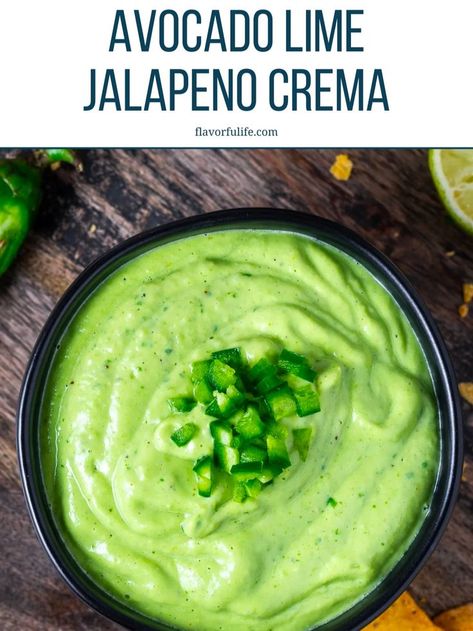 This cilantro lime jalapeno crema is one for the books! Adding a jalapeno crema sauce to tacos, nachos, or quesadillas is a great way to add a flavorful punch. Now, let's dive into making avocado lime jalapeno dressing for your own Mexican fiesta! Jalapeno Crema Recipe, Jalapeno Crema, Jalapeno Dressing, Easy Sauce Recipe, Crema Recipe, Easy Salad Dressing Recipes, Jalapeno Sauce, Healthy Sauces, Cilantro Lime Sauce