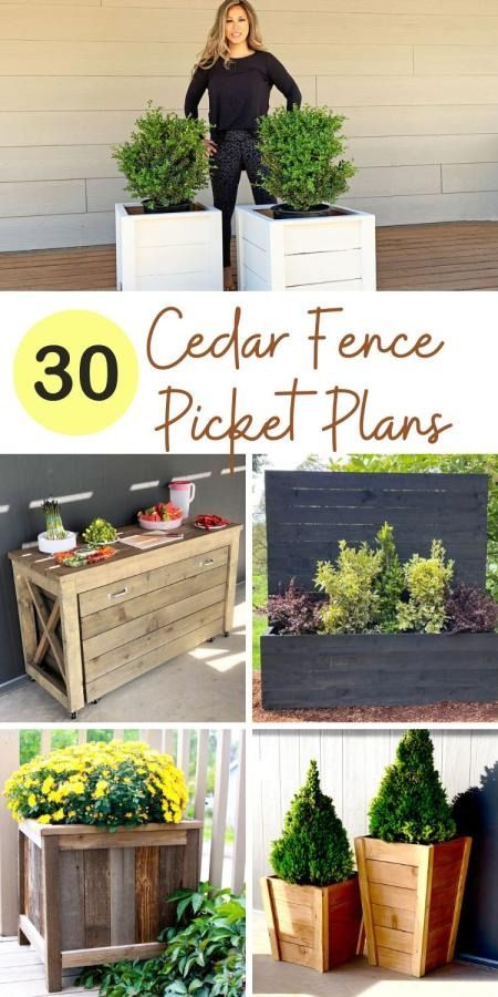 30 Amazing Cedar Fence Picket Projects with Free Plans! | Ana White Projects With Cedar Boards, Diy Fence Board Projects, Fence Picket Planter Boxes Diy, Fence Planks Projects, Fence Picket Crafts Diy Projects, Cedar Fence Board Projects, Fence Picket Projects Diy, Cedar Fence Picket Projects, Cedar Picket Projects