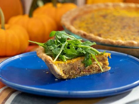 Get Savory Pumpkin Quiche with Caramelized Bacon and Onions Recipe from Food Network Savory Pumpkin Quiche With Caramelized Bacon And Onions, Carmelized Bacon, Pumpkin Quiche, Veggie Bacon, Filet Mignon Chorizo, Onion Quiche, The Kitchen Food Network, Savory Pumpkin, Geoffrey Zakarian