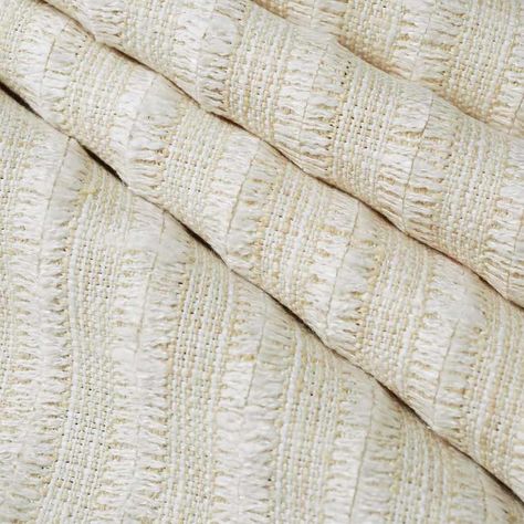 Textural stripe with clipped effect, the polyester yarns look so natural like raw silk. Cream Fabric, Polyester Yarn, Raw Silk, Fabric Decor, Soft Furnishings, Upholstery Fabric, Branding Design, Upholstery, Print Design