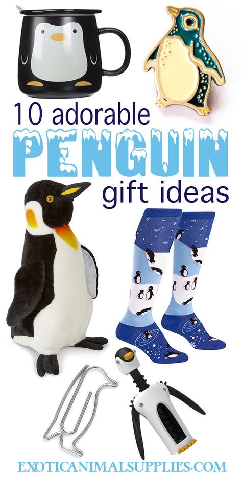 Cute and adorable penguin gifts! Perfect for Christmas, birthdays, and stocking stuffers! Love the penguin scarf. So cute! Penguin Gift Ideas, Penguin Gift Wrapping Ideas, Gifts For Penguin Lovers, Christmas Decor Penguins, Penguin Gifts, Penguin Stuff Toy, Penguin Keychain, Penguin Cookies, Animal Supplies