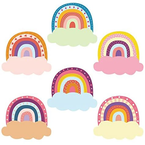 Rainbow Class Decor, Kawaii Classroom Decor, Rainbow For Classroom Wall, Pastel Rainbow Classroom Theme, Boho Rainbow Name Tags, Rainbow Name Tags, School Party Favors, Toddler Daycare, Kids Name Labels