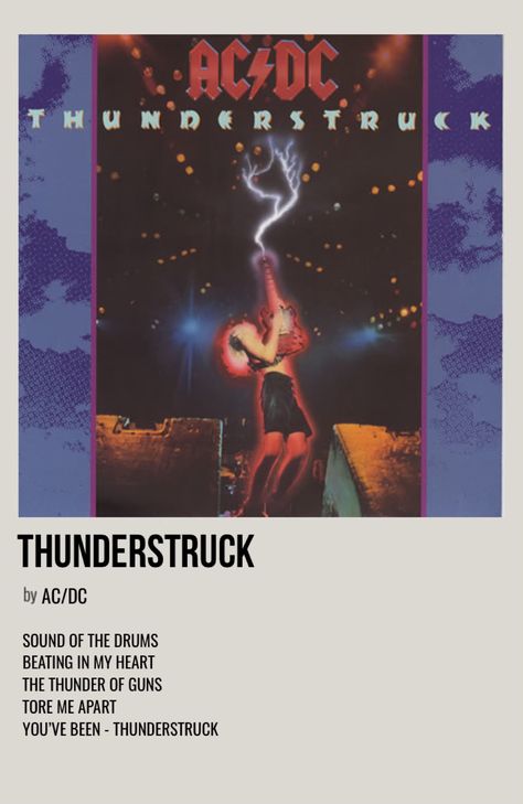 minimal polaroid song poster for thunderstruck by ac/dc Rock Polaroid Poster, Benjamin Aesthetic, Song Profile, Alternative Minimalist Album Covers Chase Atlantic, Hits Different Polaroid Poster, Alternative Minimalist Album Covers Rock, Acdc Poster, Acdc Album Covers, Thunderstruck Acdc