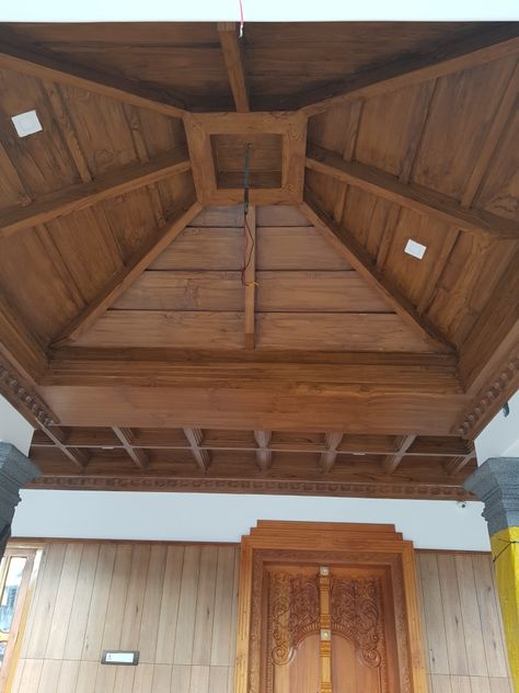 Pyramid Ceiling Design, Celing Roof Design, Roof Model, Galvanized Metal Roof, Pooja Unit, Wooden Ceiling Design, Ceiling Domes, Roof Ceiling, Temple Design For Home