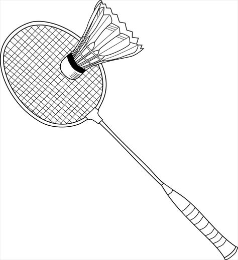 Badminton Bat, Printable Sports, Sports Coloring Pages, Desain Buklet, Calming Activities, Online Coloring Pages, Sport Art, Badminton Racket, Clipart Black And White