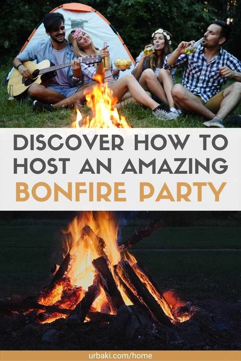 Bonfires are perfect for creating the ideal setting for a backyard party. There is nothing like the warmth and fun of sitting around a campfire to turn a summer or fall evening into a memorable evening with friends. Bonfires in your own backyard can make a casual gathering feel like a fully planned party without a lot of prep work. Bonfire parties are one of the easiest to organize. Want to learn how to throw a backyard bonfire party? then check out this comprehensive guide to wow your guests... Backyard Evening Party, Bonfire Menu, Bonfire Party Aesthetic, Bonfire Birthday Party Ideas, Backyard Campfire Party, Bonfire Games, Bonfire Party Ideas, Bonfire Parties, Backyard Bonfire Party