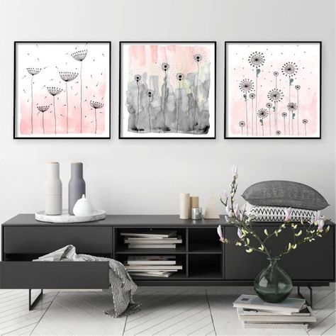 3 Original Drawing - Set watercolour flowers- 12x12" up to 24x24" Art Print, Wall Decor, Illustratio Pastel Farmhouse, Nyc Art Print, Blush Pink Decor, Farm Prints, Wall Art Pastel, Watercolour Flowers, Pastel Decor, Art Pastel, Flower Paintings