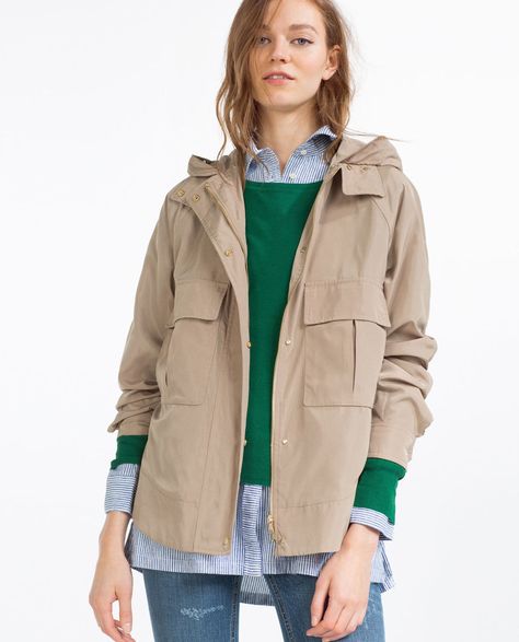 15 Cute Raincoats to Keep You Dry This Spring-Best Raincoats for Women Spring-SAFARI CHIC Consider this the perfect coat for whatever weird spring weather Mother Nature throws our way. Water Repellant Jacket, $69.90; Zara. Head over to redbookmag.com for our selection of lightweight jackets. Cute Raincoats, Raincoat Outfit, Green Raincoat, Black Rain Jacket, Military Inspired Jacket, Blue Raincoat, Water Repellent Jacket, North Face Rain Jacket, Yellow Raincoat