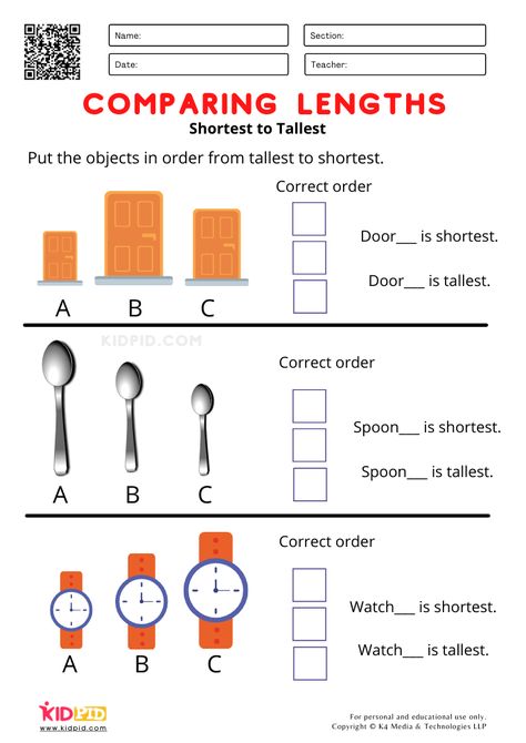 Shortest to Tallest Comparing lengths Worksheets for Grade I Comparing Measurements 1st Grade, Length Worksheets Kindergarten, Length Activities Grade 2, Comparing Lengths Second Grade, Comparing Lengths First Grade, Length Worksheets Grade 1, Tall Taller Tallest Worksheet, Long And Short Worksheet, Length Worksheet