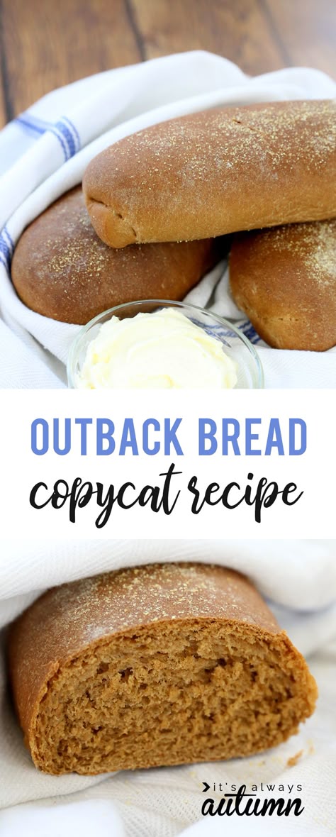 Outback bread recipe {amazing sweet molasses bread you can make at home!} - It's Always Autumn Outback Bread Recipe, Outback Bread, Best Dinner Roll Recipe, Copycat Outback, Molasses Bread, Jiffy Cornbread Recipes, Pane Dolce, Artisan Bread Recipes, Outback Steakhouse