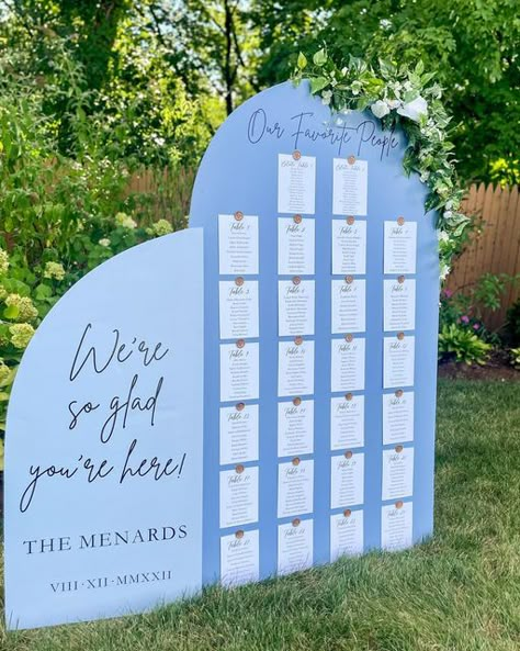 Foam Arch Seating Chart, Arch Backdrop Seating Chart, Wedding Seating Chart Arches, Dusty Blue Seating Chart Wedding, Seating Chart Backdrop, Arch Table Seating Chart, Foam Seating Chart, Wedding Welcome And Seating Sign, Farm Wedding Seating Chart