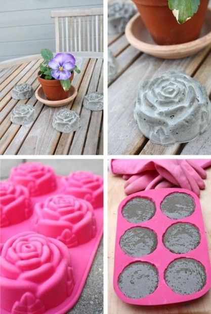 Concrete Rose, Hantverk Diy, Cement Diy, Concrete Diy Projects, Cement Art, Outdoor Crafts, Concrete Crafts, Cement Crafts, Concrete Projects