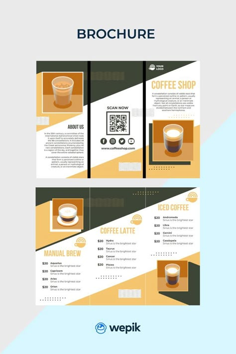 Coffee Shop Brochure Design, Coffee Shop Brochure, Coffee Brochure, Catering Design, Brochure Design Layout, Free Brochure Template, Graphic Design Photoshop, Design Photoshop, Poster Designs