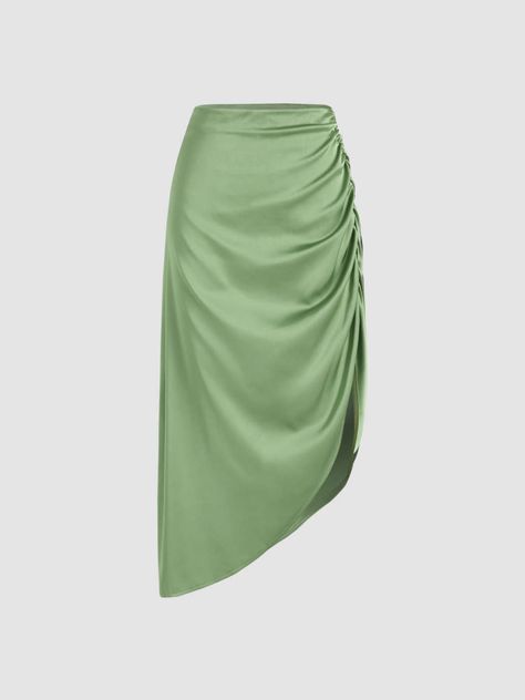 Elegant Midi Skirt, Glamorous Outfits, Ruched Skirt, Spring Skirts, Asymmetrical Skirt, Trendy Clothes For Women, Women Skirts Midi, Classy Outfits, Cider