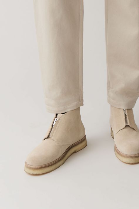 SUEDE DESERT BOOTS WITH ZIP - Light beige - Boots - COS Casual Office Shoes, Cos Shoes, Gents Shoes, Urban Shoes, Chukka Sneakers, Beige Boots, Boots Beige, Fashionable Snow Boots, Design Wardrobe