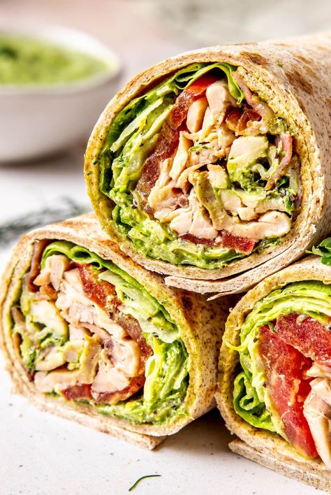 CHICKEN BACON GREEN GODDESS RANCH WRAPS Cucumber Chicken Green Goddess Wrap, Green Goddess Chicken Wrap, Grilled Chicken Wrap Recipes Healthy, Green Goddess Ranch, Ranch Wraps, Dinner Hosting, Chicken Bacon Ranch Wrap, Grilled Chicken Wraps, Bacon Guacamole