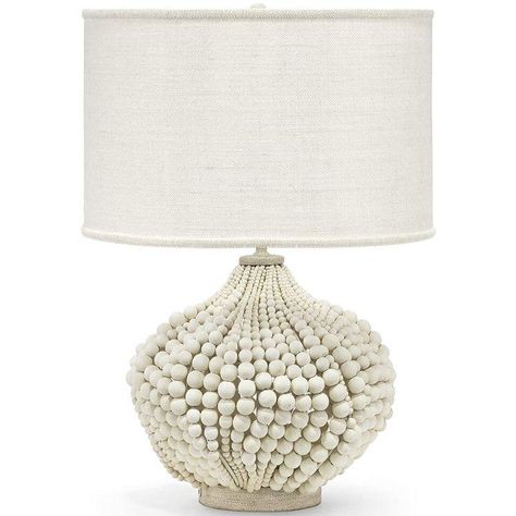 The Point Dume Beaded Table Lamp is a natural Coastal table lamp that features an abaca rope wrapped base and top cap, wood beaded body in soft white, and a cream burlap drum shade. #natural, #coastal, #lamp Beautiful Beach Houses, Modern Beach Decor, Diy Home Decor For Apartments, Boho Lamp, Farmhouse Lamps, Rustic Table Lamps, Tropical Home Decor, Coastal Beach Decor, Roatan