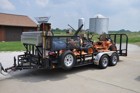 Dream job Landscaping Trailer Setup, Lawn Care Trailer Setup, Landscaping Trailer, Lawn Trailer, Aluminum Utility Trailer, Lawn Striping, Lawn Care Business Cards, Commercial Mowers, Landscape Trailers