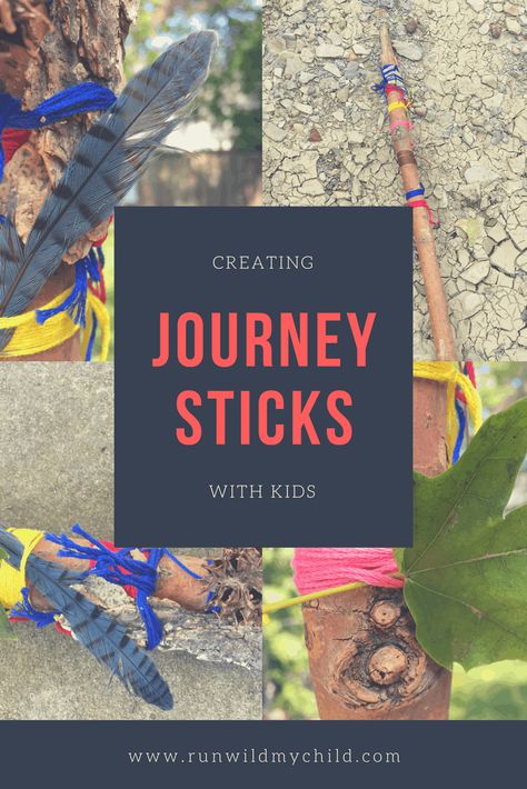 Creating Journey Sticks with Kids & the Art of Storytelling Journey Stick, Passport Art, Forest Play, Forest Schools, Nature Activity, Snow Moon, Forest School Activities, Nature Education, Outdoor Education