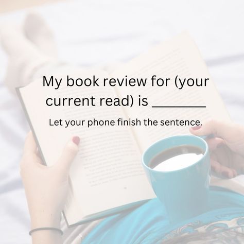 Predictive text game time! Type in ""My book review for (your current read) is" and let your phone finish the sentence. We'll start: My book review for When In Rome is a bit of a mess but I think it's worth it. Kinda spot on. What's yours? #predictivetext #books #bookish #booklove #bookgame #mondayfunday #mondaygames #willadrew #willadrewauthor Book Interaction Posts, Text Games, Predictive Text, Interactive Facebook Posts, Facebook Engagement Posts, Facebook Engagement, Interactive Posts, Interactive Book, What Book