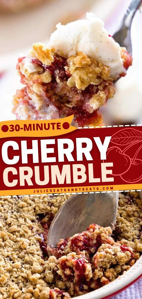 Cherry Crumble Recipe, Cherry Crumble Pie, Cherry Pie Crumble, Pie Filling Desserts, Easy Cherry Cobbler, Cherry Crisp Recipe, Cherry Pie Filling Recipes, Cherry Recipes Dessert, Cherry Cobbler Recipe