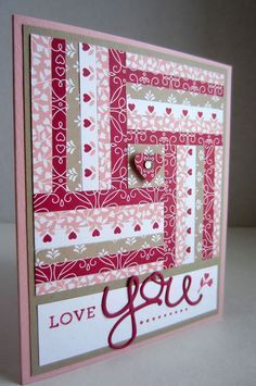 Diy Paper Quilt Cards, Cards Made From Scraps, Using Paper Scraps For Cards, Cards Made From Scraps Of Paper, Scrappy Cards Paper Scraps, Scrap Cards Ideas Cardmaking, Cards Using Scraps Of Paper, Beautiful Valentine Cards, Quilted Cards