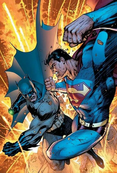 Batman vs Superman by Jim Lee Batman Vs Superman Drawing, Batman Vs Superman Comic, Jim Lee Superman, Superman Vs Batman, Jim Lee Batman, Jim Lee Art, Superman Movies, Superman Art, Superman Comic