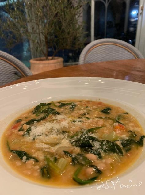 Daniel Mancini - My delicious White Bean Soup will take... | Facebook Daniel Mancini White Bean Soup, Daniel Mancini Recipes, Daniel Mancini, Escarole Soup, White Bean Soup Recipes, Soups Stews Chilis, Bean Soup Recipe, French Onion Soup Recipe, Ham And Beans