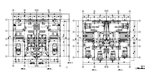 Twin Villa Plan, Twin House, Bedroom Drawing, House Villa, Architectural Floor Plans, Villa Plan, Bus Terminal, Drawing Block, Autocad Drawing