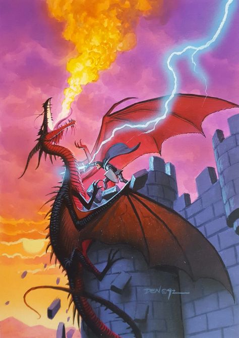 DRAGON ATTACK Comic Art Comic Layout, Creature Artwork, Fantasy Castle, Traditional Games, Arte Fantasy, High Fantasy, Fantasy Rpg, Fantasy Illustration, Dragon Art