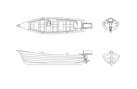 Fisherman boat design with plan and elevation view dwg file Boat Design Drawing, Fisherman Architecture, Boat Front View, Boat Top View, Sensory Museum, Boat Architecture, Architectural Board, People Top View, Boat Png