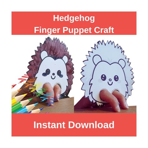 Hedgehog Finger Puppet Easy Paper Card Colouring Coloring Crafts Printable Kids PDF DIY Toy Activity for Pretend Play Animal Birthday Party Coloring Crafts, Puppet Craft, Crafts Printable, Colouring Pencils, Puppet Crafts, Animal Birthday Party, Finger Puppet, Printable Kids, Color Crafts