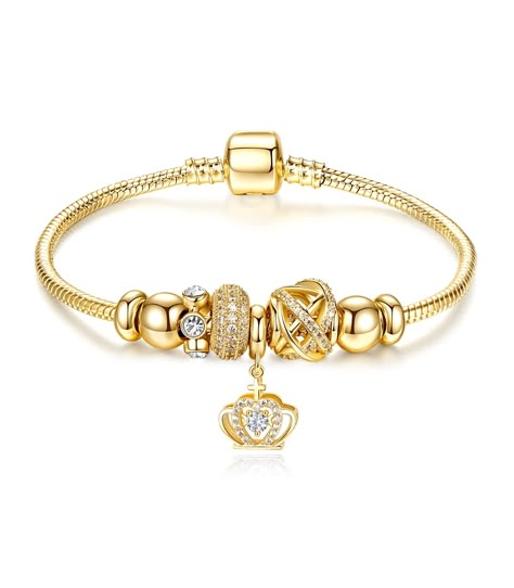 PRICES MAY VARY. ✅ELEGANT AND CLASSIC DESIGN - If you wish to get a new classic bracelet with elegance, this product has you covered. RIMAYZI 14K Gold Plated Charm Bracelet for Women brings you a jewelry bracelet that will brighten up your look in style and pairs seamlessly with the rest of your clothes. ✅COMFORTABLE TO WEAR -Our premium charm bracelet offers a comfortable fit for women with a wrist circumference of up to 6.2 inches. It’s lightweight, carefully crafted, and ideal for teens and a Bracelet Stack Gold, Burr Basket, Xoxo Jewelry, Capsule Wardrobe Women, Platinum Bracelet, Charms For Bracelets, Golden Crown, Gifts For Mother's Day, Light Weight Jewelry