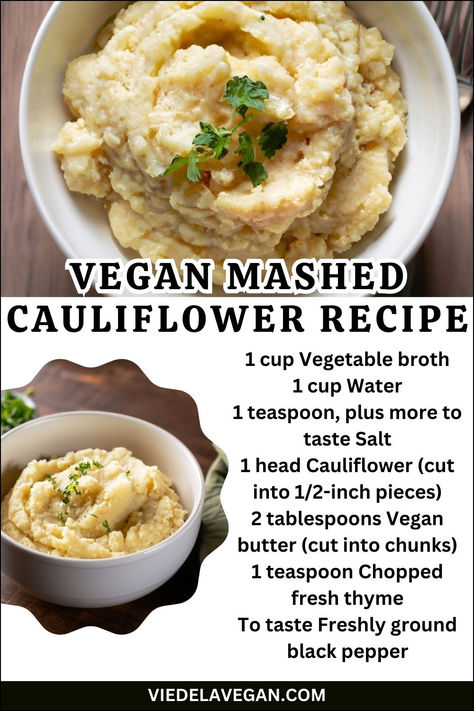 Vegan Mashed Cauliflower Recipe Vegan Cauliflower Mash, Vegan Cauliflower Mashed Potatoes, Vegan Mashed Cauliflower, Mashed Cauliflower Recipe, Cauliflower Mashed Potatoes, Steamed Cauliflower, Dairy Free Alternatives, Cauliflower Recipe, Vegan Cauliflower