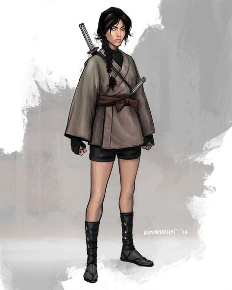 Image may contain: 1 person, standing, shoes and text Modern Japanese Clothing, Ninja Suit, Ninja Outfit, Female Ninja, Go To Work, Project Inspiration, The Cult, Warrior Princess, Fashion Design Sketches