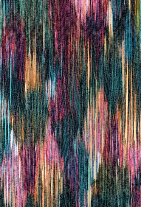 A wonderous spectrum of colour to disperse across your walls in an eye catching, hand painted geometric ikat form. The details... Printed on high quality paper 180gsm non woven- Matt Coated Design repeat: 70cm width x191.68cm drop Width: 0.7m / Length: 10m FSC Certified paper, printed in the UK Jewel Wallpaper, Textiles Projects, Luxury Wallpaper, Ikat Print, Kelly Wearstler, Ikat Fabric, Woven Paper, Designers Guild, Coat Design