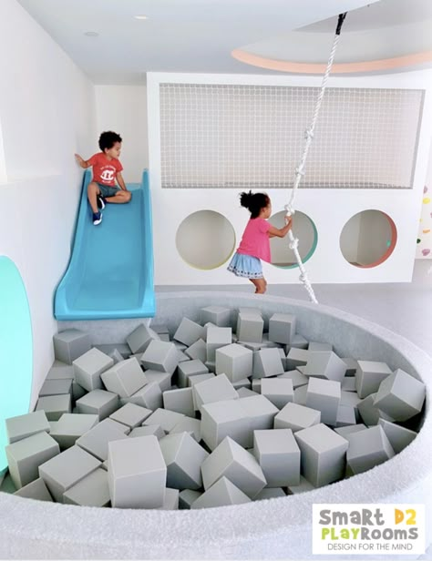 Active Playroom, Diy Ball Pit, Best Playroom, Ball Pit With Slide, Foam Pit, Playroom Flooring, Physical Play, Indoor Rock Climbing, Sensory Rooms