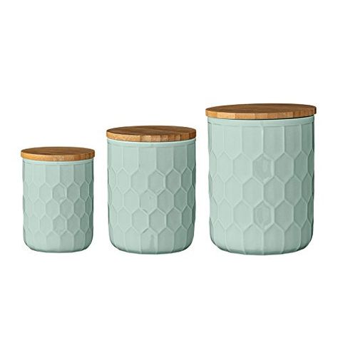 Bloomingville Ceramic Jar Set with Bamboo Lids, Mint Gree... https://smile.amazon.com/dp/B01BSMRMJ0/ref=cm_sw_r_pi_dp_mRYExbCMTCTT5 3 Piece Kitchen Canister Set, Tea Coffee Sugar Canisters, Style Anglais, Kitchen Canister Set, Honeycomb Design, Storage Canisters, Ceramic Kitchen, Kitchen Canisters, Ceramic Jars