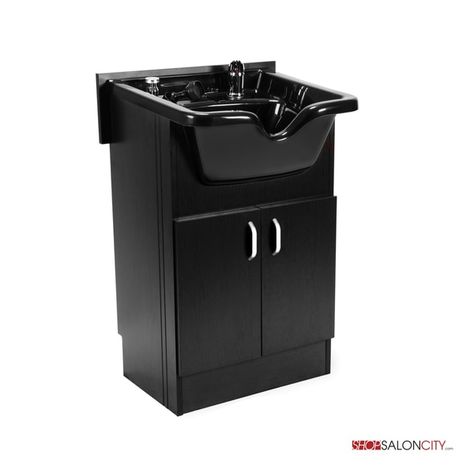 Bowl Cabinet, Hair Salon Equipment, Black Fixtures, Salon Shampoo, Look Sophisticated, Shampoo Bowl, Shampoo Chair, Chair Parts, Shampoo Bowls