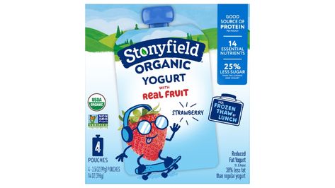 Stonyfield Organic Strawberry Yogurt Pouch (3.5 oz 4 ct) | Schnucks Kids Yogurt, Yogurt Strawberry, Banana Yogurt, Super Snacks, Low Fat Yogurt, Strawberry Yogurt, Giant Food, Food Lion, Strawberry Banana