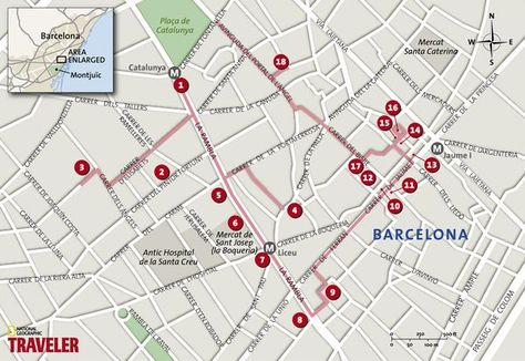 Map: Barcelona Walking Tour: Ciutat Vella Barcelona Travel Guide, Chemical Science, Spain Trip, Walking Plan, Barcelona Travel, City Guides, Intellectual Property, Spain Travel, Travel Stories