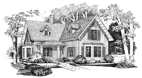 Cottage House Plan with 2100 Square Feet and 2 Bedrooms from Dream Home Source | House Plan Code DHSW37560 Raised Hearth, Bathroom Cottage, Hearth Fireplace, Open Foyer, Country Cottage Homes, Beam Ceiling, Cottage Floor Plans, Gathering Room, Farmhouse Style House Plans